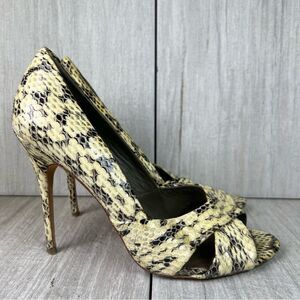 Tory Burch Snake Skin Pattern Open Peep Toe Heels Pumps Womens Size 8